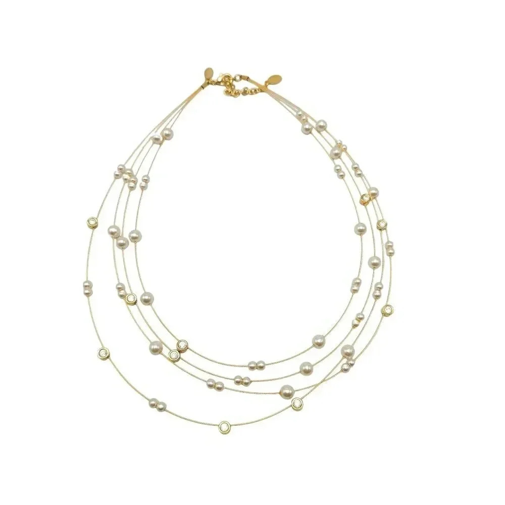 Nolan Miller Nolan Miller Floating Faux Pearl Crystal Necklace